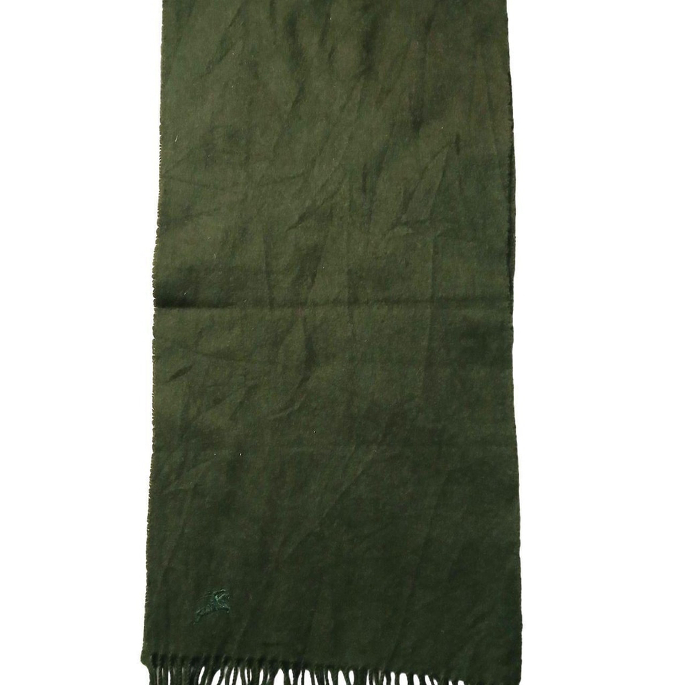 Luxury Vintage Forest Green Cashmere Burberry Scarf Embroidered Scarves